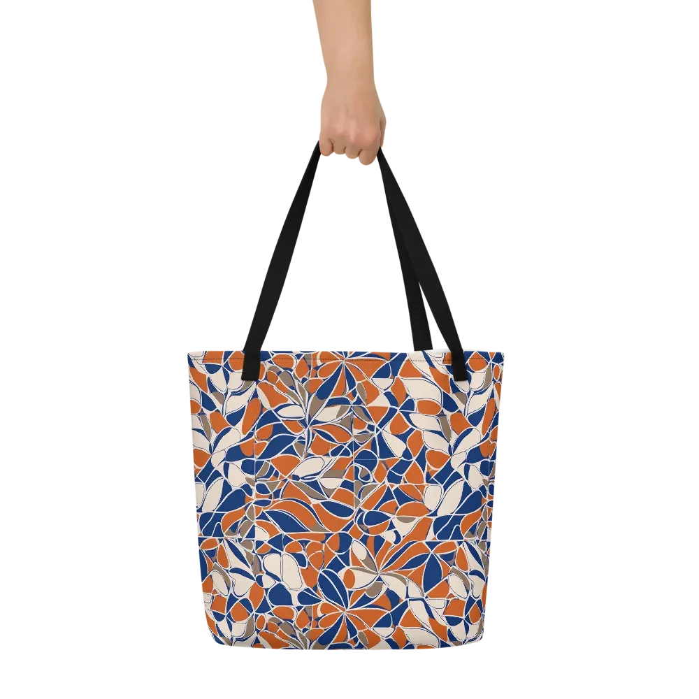 Cobalt Citrus Bloom on Large Tote Bag W/ Pocket — Front