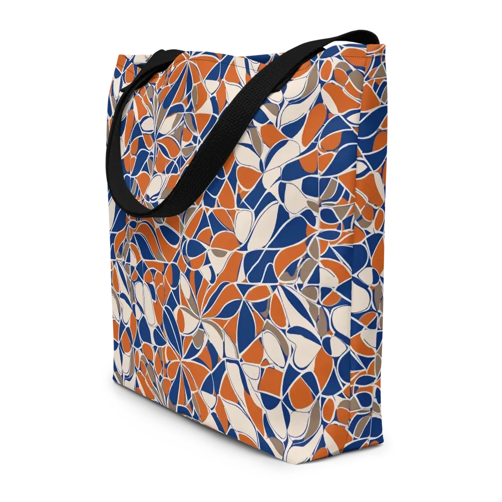 Cobalt Citrus Bloom on Large Tote Bag W/ Pocket — Front