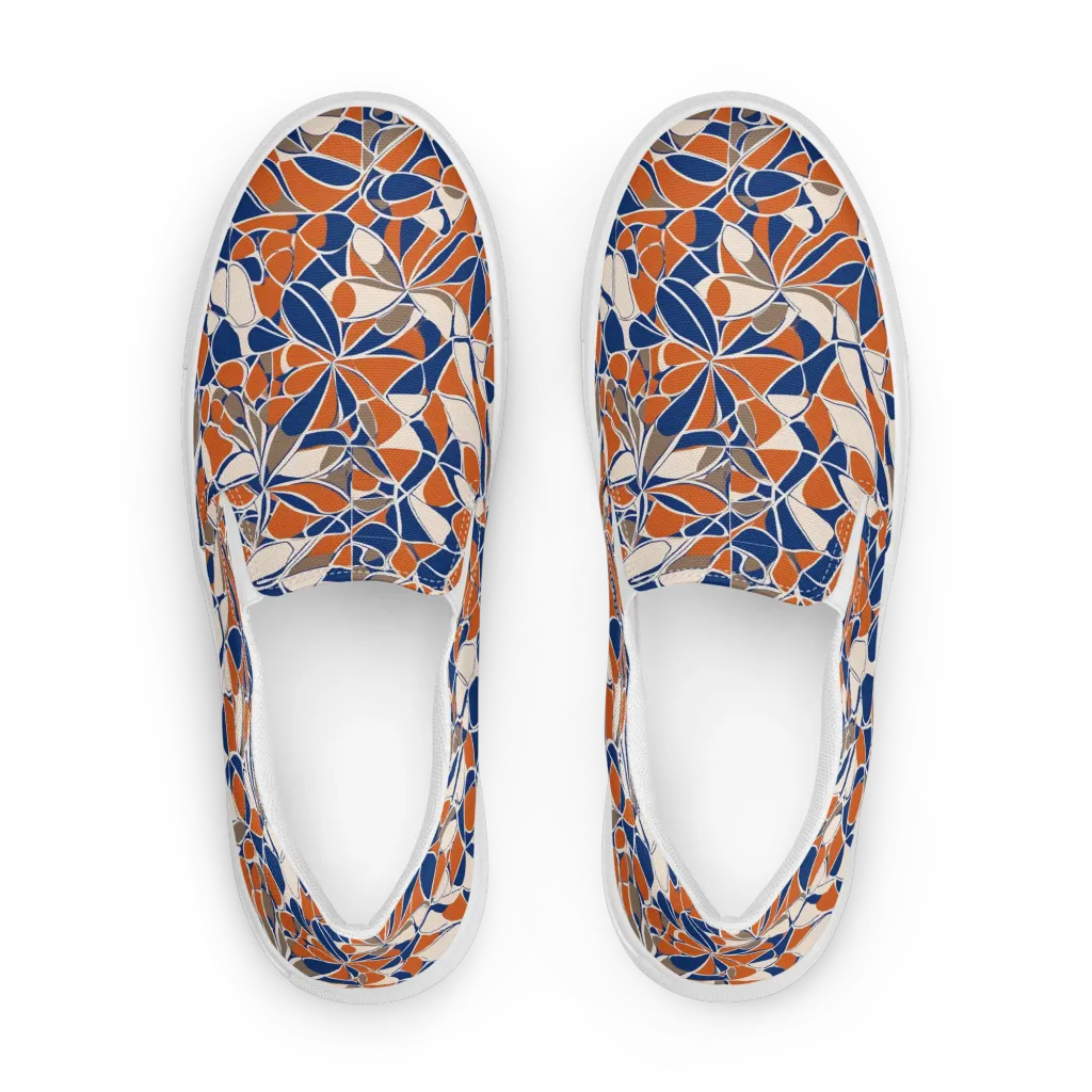 Cobalt Citrus Bloom on Women's Slip-On Canvas Shoes — Front
