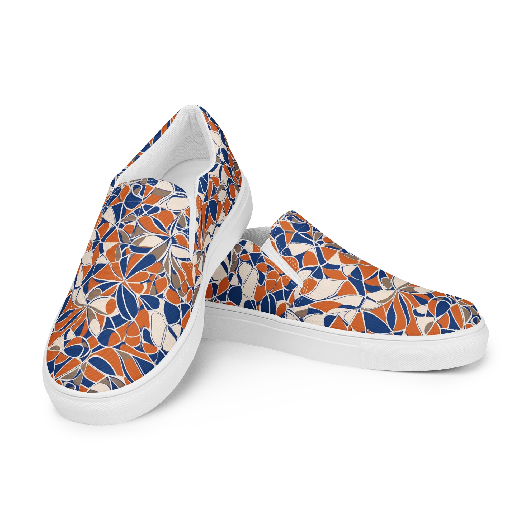 Cobalt Citrus Bloom on Women's Slip-On Canvas Shoes — Left Front