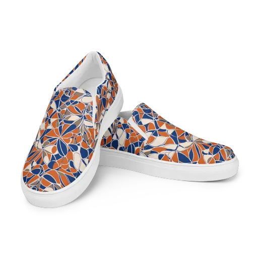 Cobalt Citrus Bloom on a Women's Slip-On Canvas Shoes