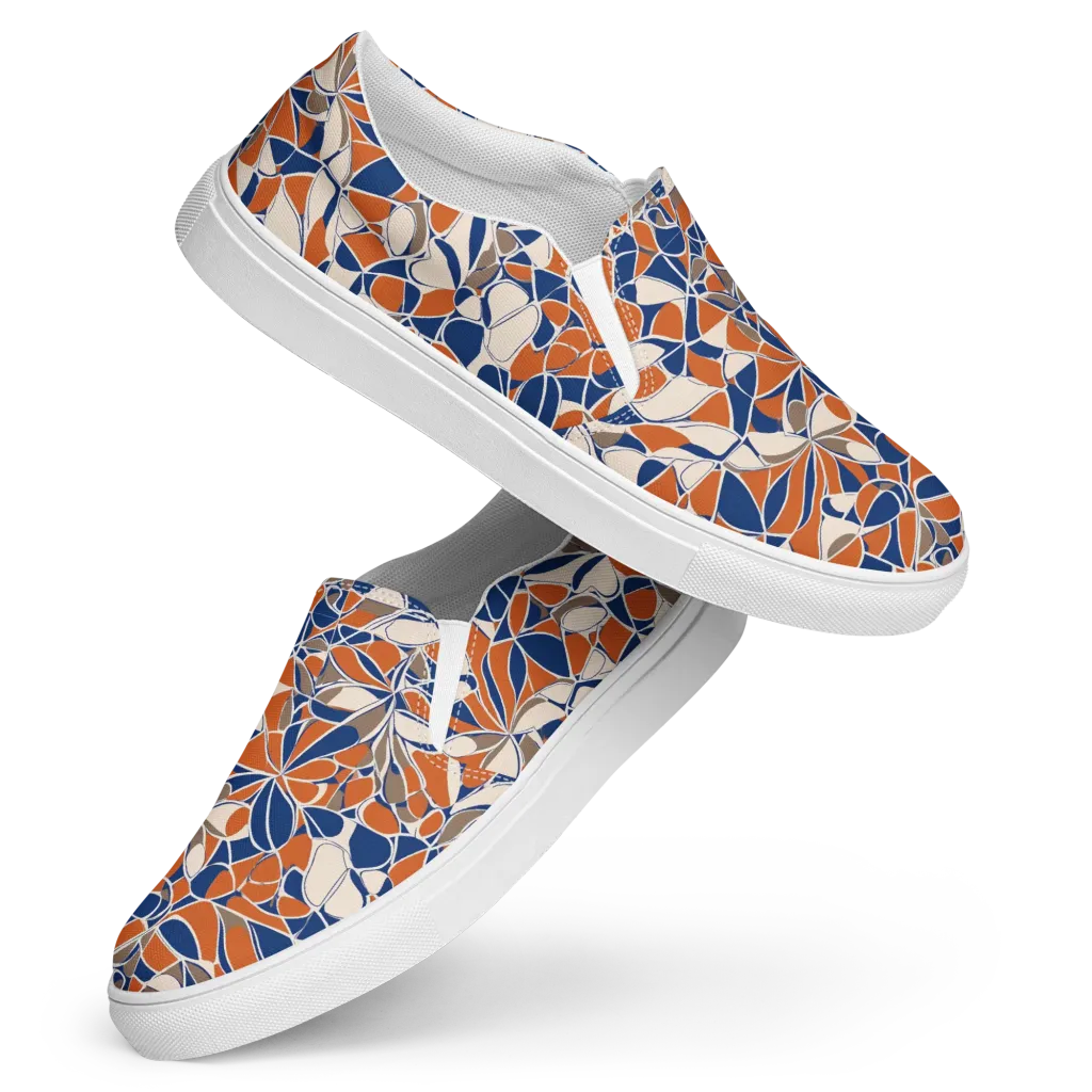 Cobalt Citrus Bloom on Women's Slip-On Canvas Shoes — Front