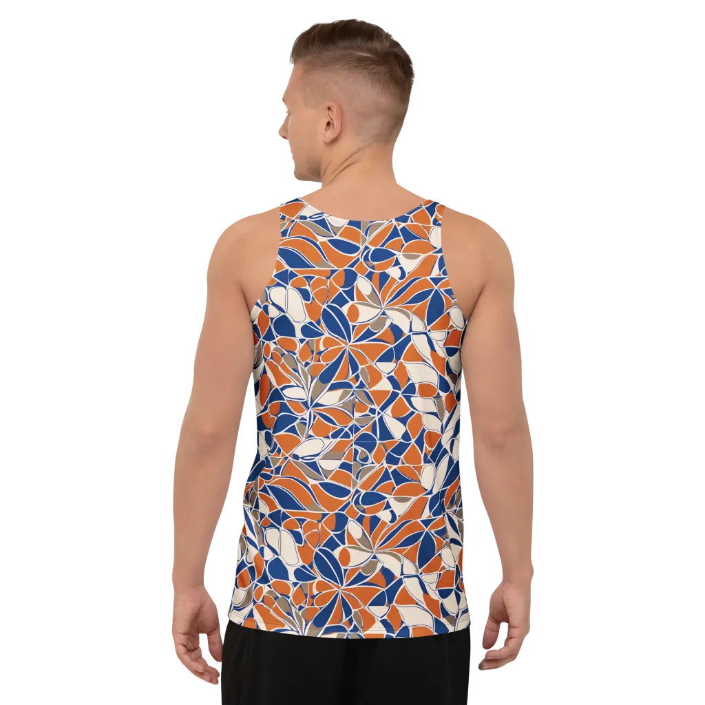 Cobalt Citrus Bloom on Men's Tank Top — Back