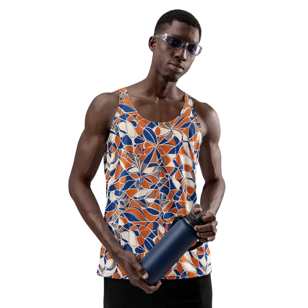Cobalt Citrus Bloom on Men's Tank Top — Front