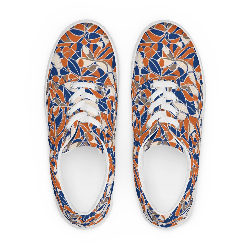 Cobalt Citrus Bloom on Men's Lace-Up Canvas Shoes — Front