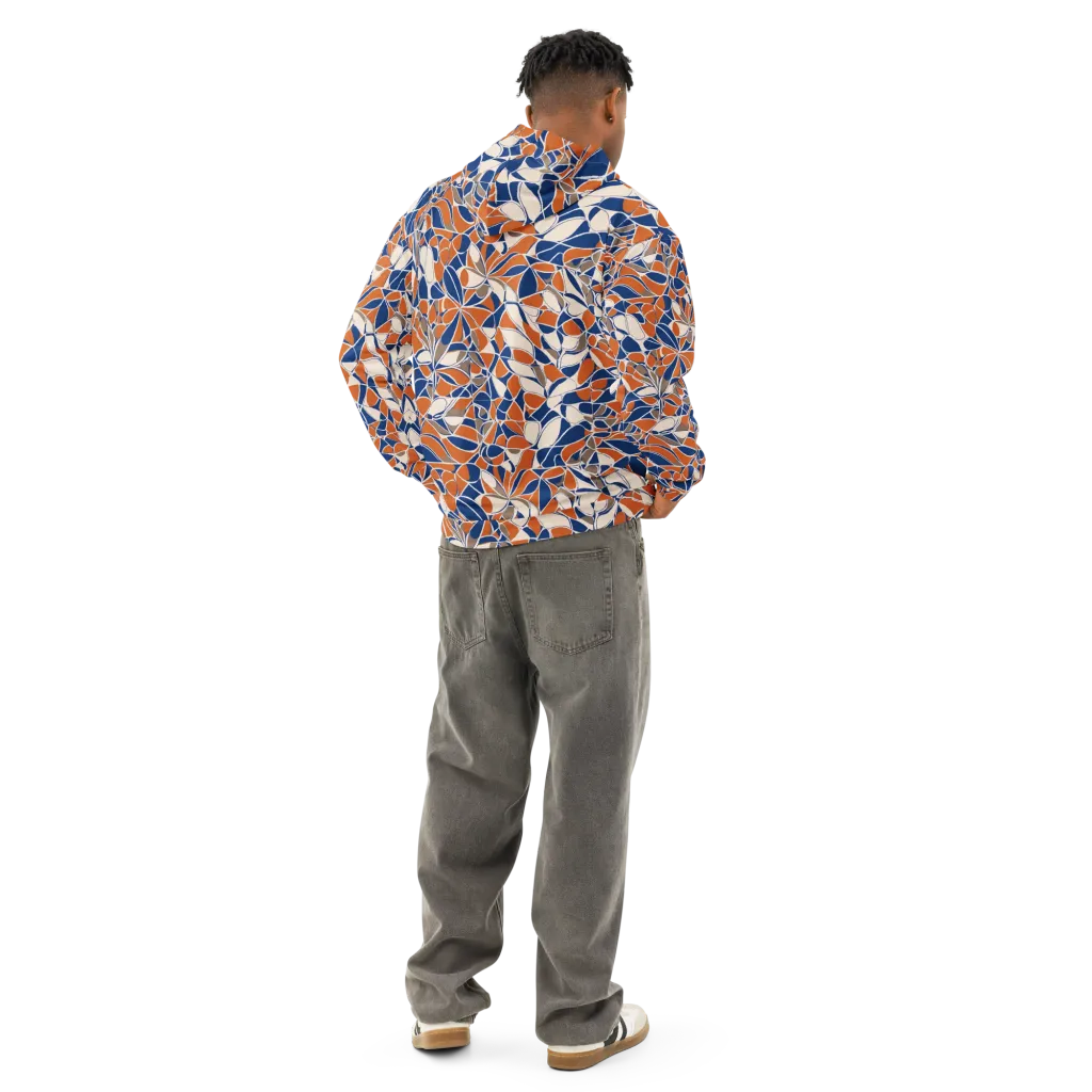 Cobalt Citrus Bloom on Cotton Hoodie — Back