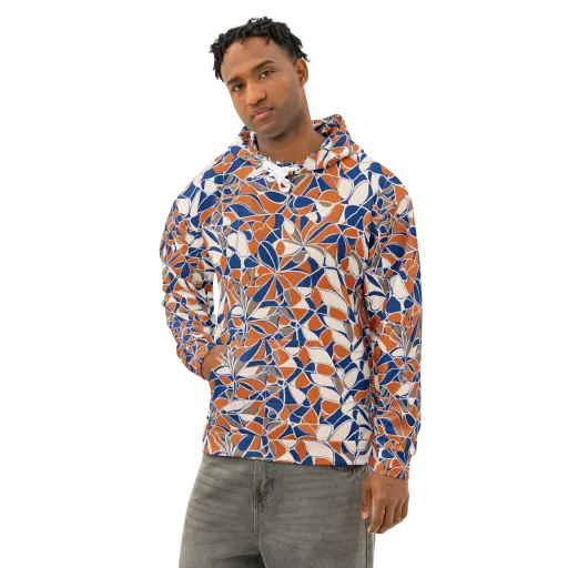 Cobalt Citrus Bloom on a Cotton Hoodie