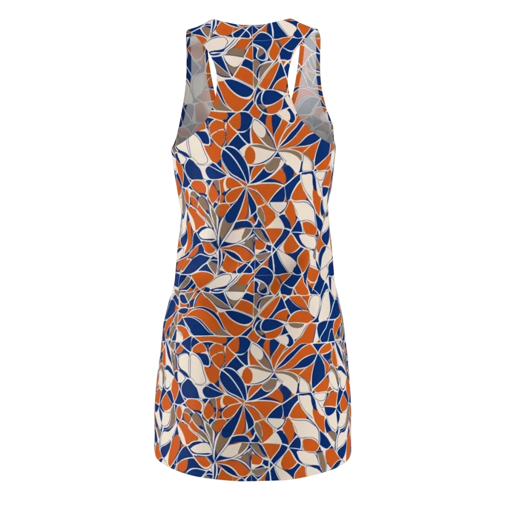 Cobalt Citrus Bloom on Racerback Dress — Back
