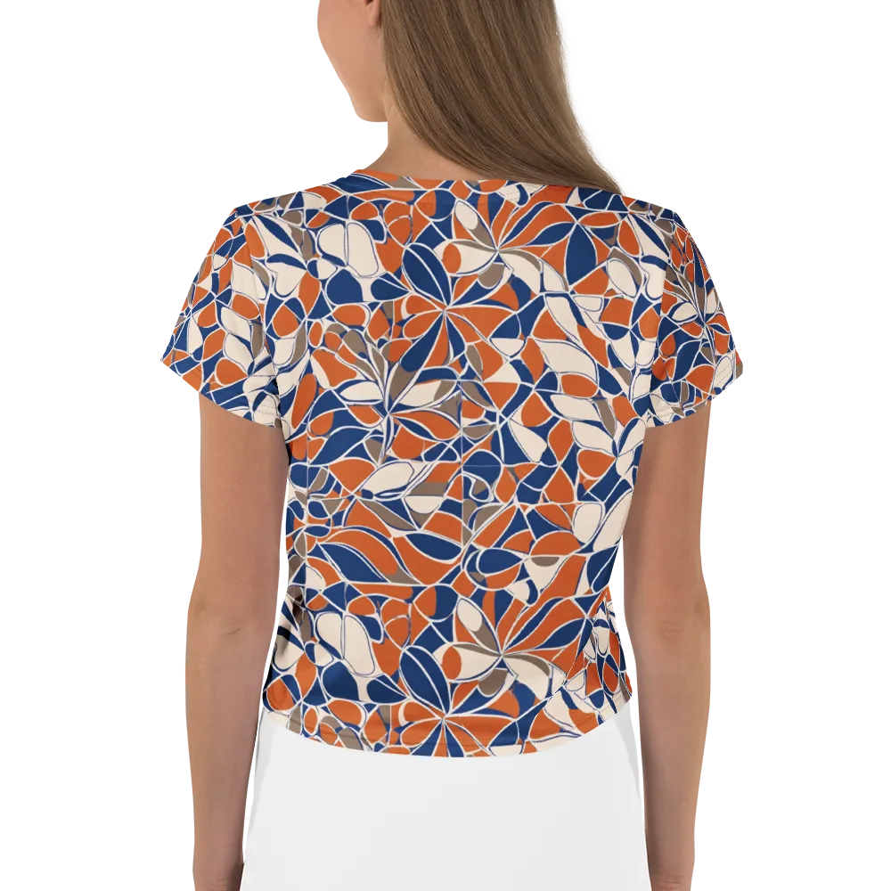 Cobalt Citrus Bloom on Crop Tee — Back
