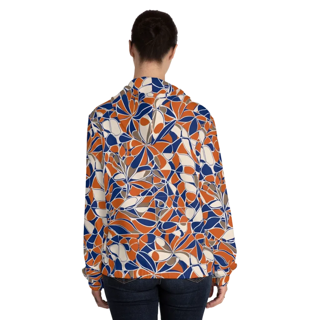 Cobalt Citrus Bloom on Women's Full-Zip Hoodie — Back On Person