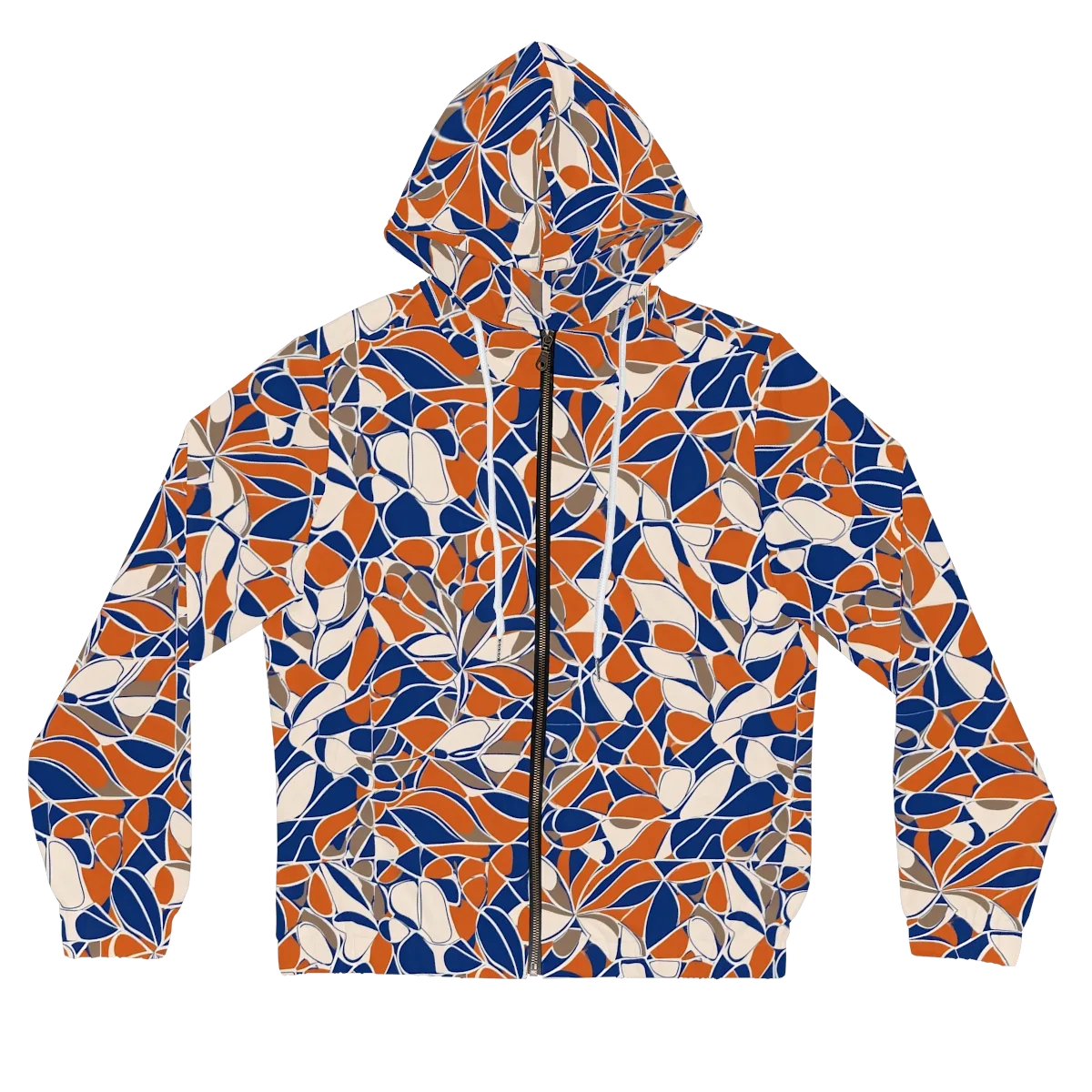 Cobalt Citrus Bloom on Women's Full-Zip Hoodie — Front