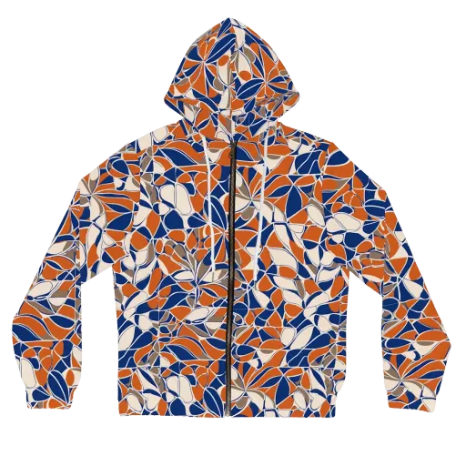 Cobalt Citrus Bloom on a Women's Full-Zip Hoodie