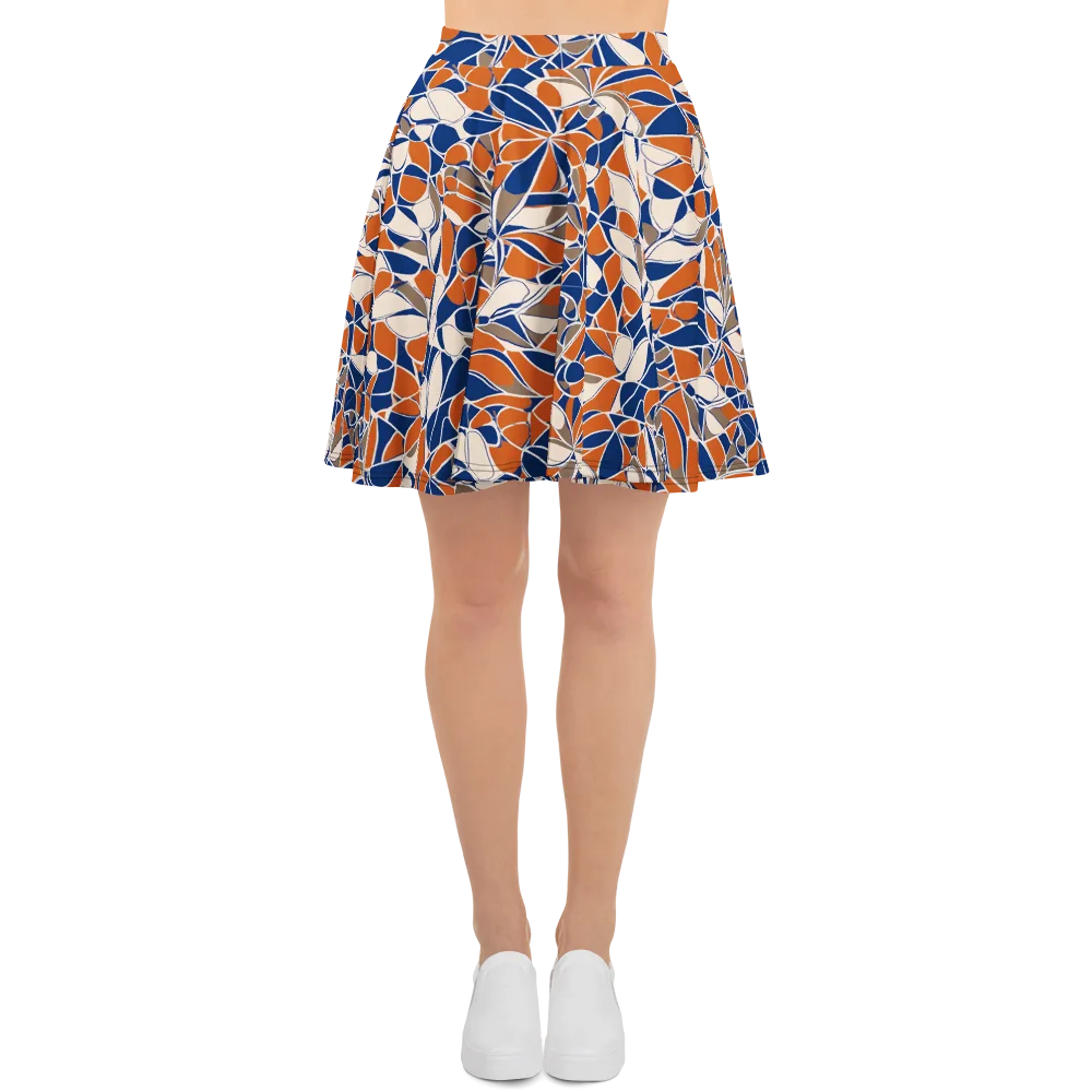 Cobalt Citrus Bloom on Skater Skirt — Front