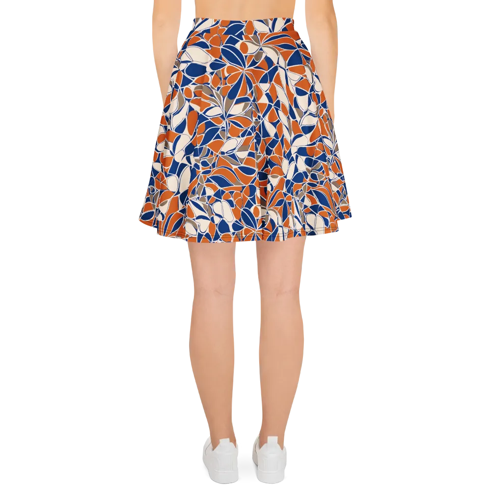 Cobalt Citrus Bloom on Skater Skirt — Back