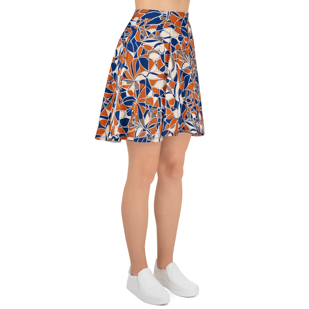 Cobalt Citrus Bloom on Skater Skirt — Right
