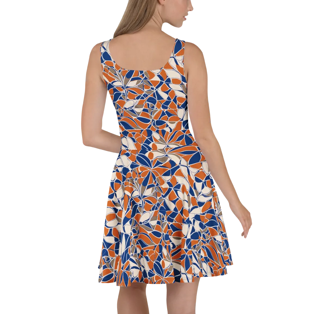 Cobalt Citrus Bloom on Skater Dress — Back