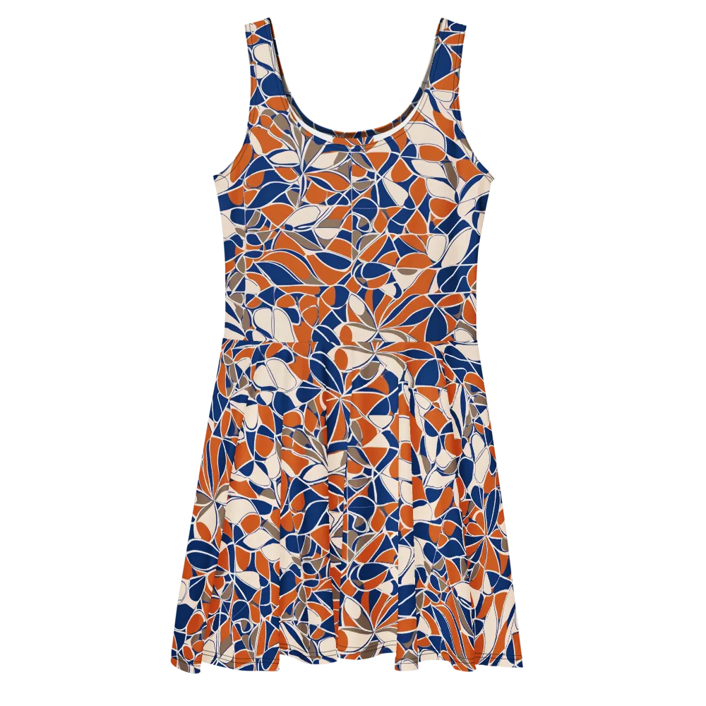 Cobalt Citrus Bloom on Skater Dress — Front