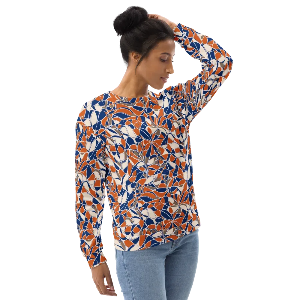 Cobalt Citrus Bloom on Sweatshirt — Right Front
