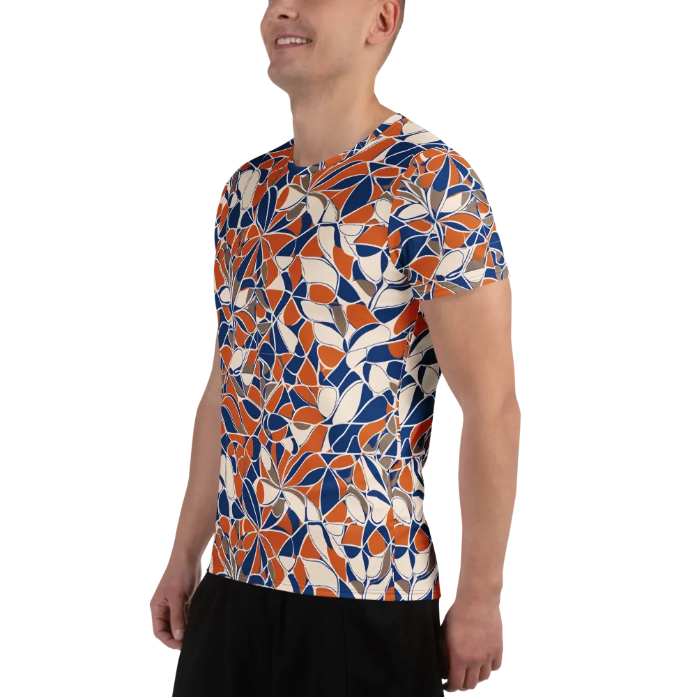 Cobalt Citrus Bloom on Men's Athletic T-Shirt — Left