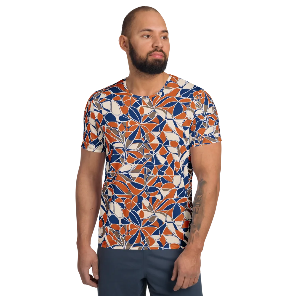 Cobalt Citrus Bloom on Men's Athletic T-Shirt — Front