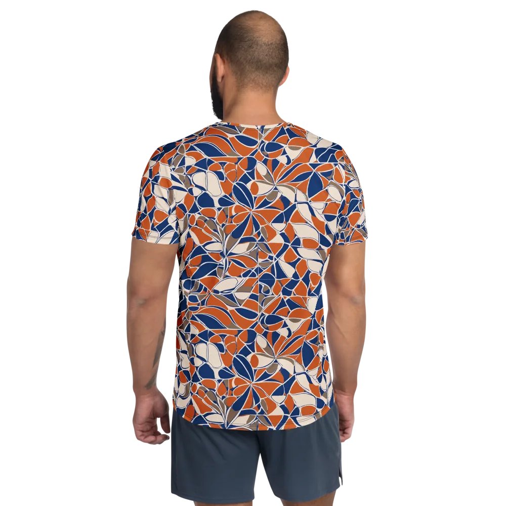 Cobalt Citrus Bloom on Men's Athletic T-Shirt — Back