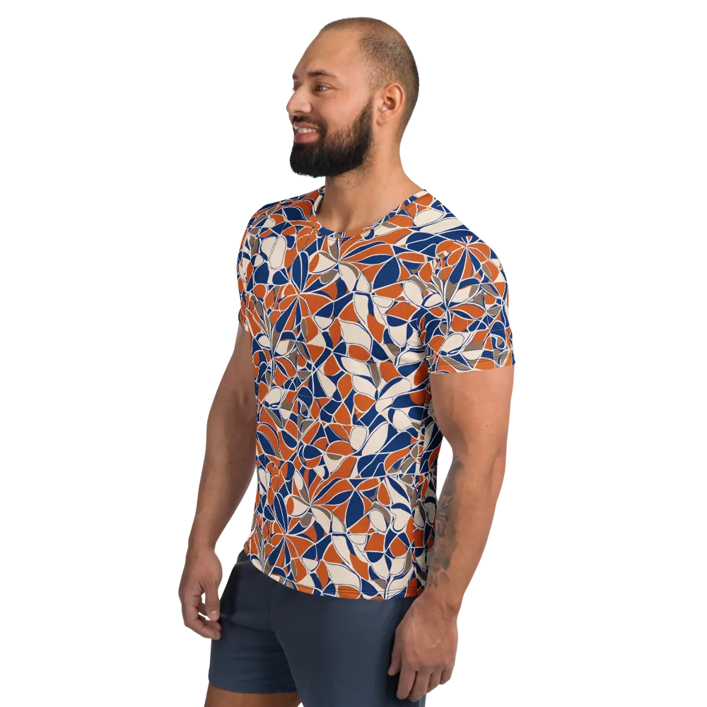 Cobalt Citrus Bloom on Men's Athletic T-Shirt — Left