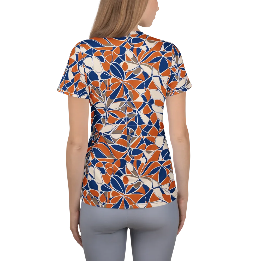 Cobalt Citrus Bloom on Women's Athletic T-Shirt — Back