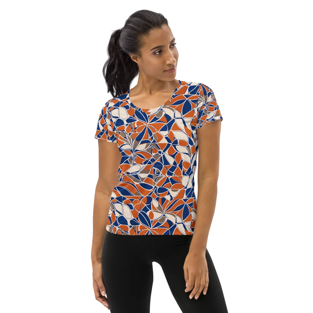 Cobalt Citrus Bloom on Women's Athletic T-Shirt — Front