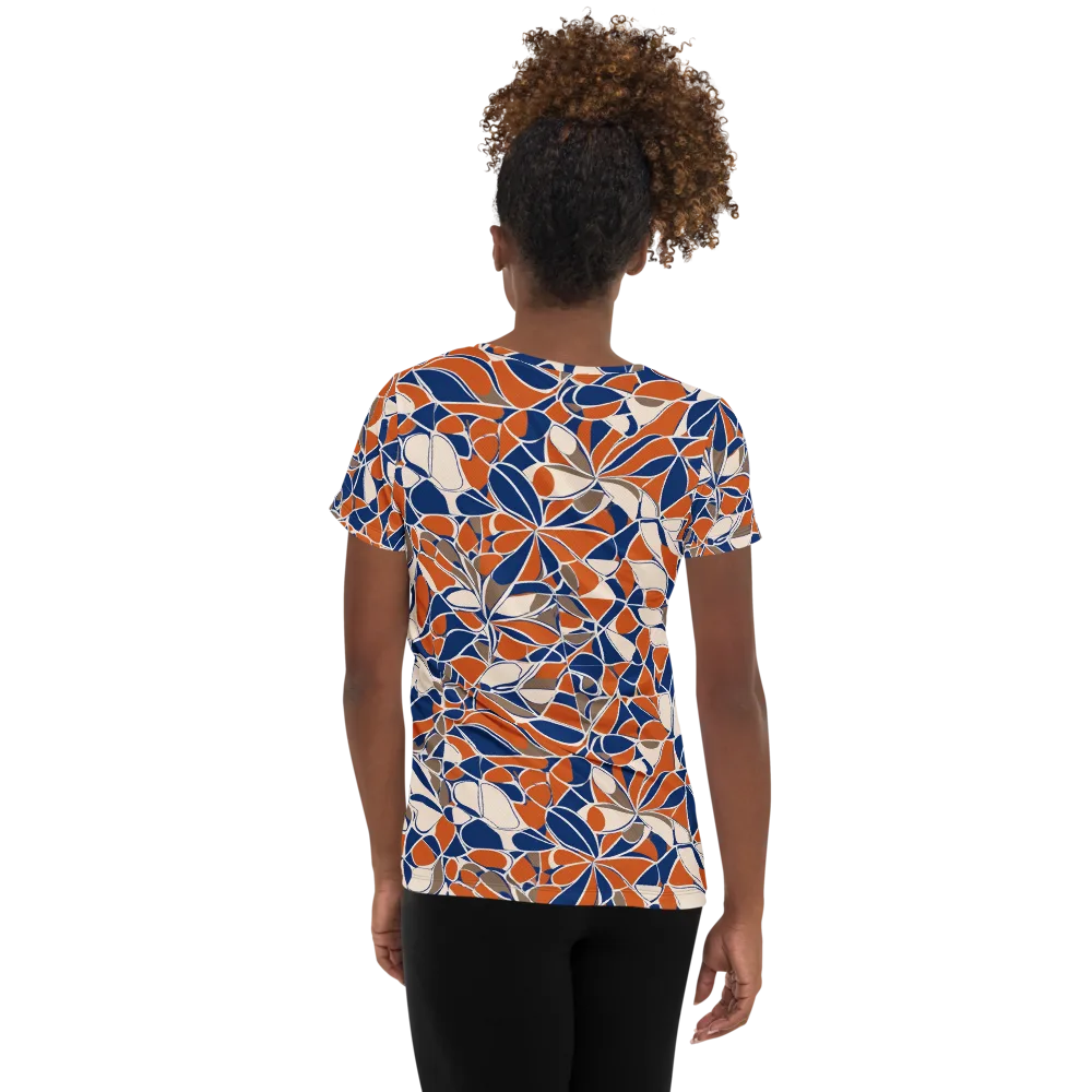 Cobalt Citrus Bloom on Women's Athletic T-Shirt — Back