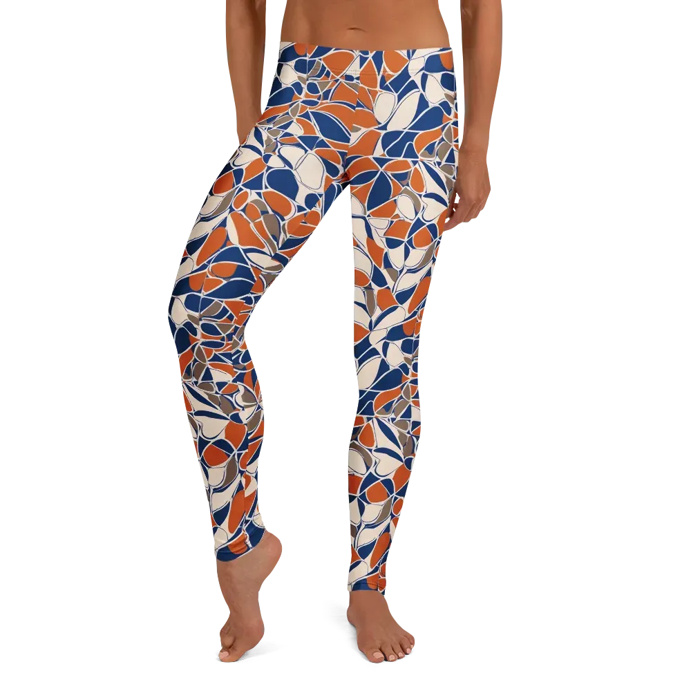 Cobalt Citrus Bloom on Leggings — Front
