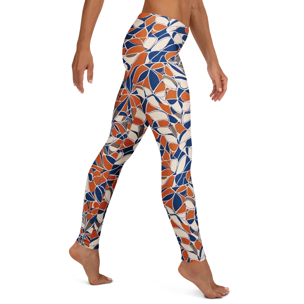 Cobalt Citrus Bloom on Leggings — Right