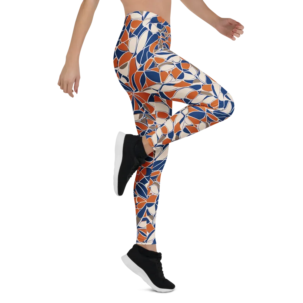 Cobalt Citrus Bloom on Leggings — Right