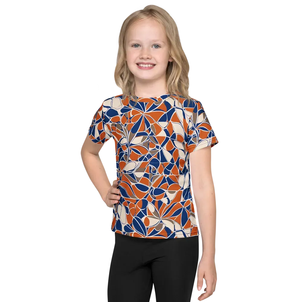 Cobalt Citrus Bloom on Kids Crew Neck T-Shirt — Front