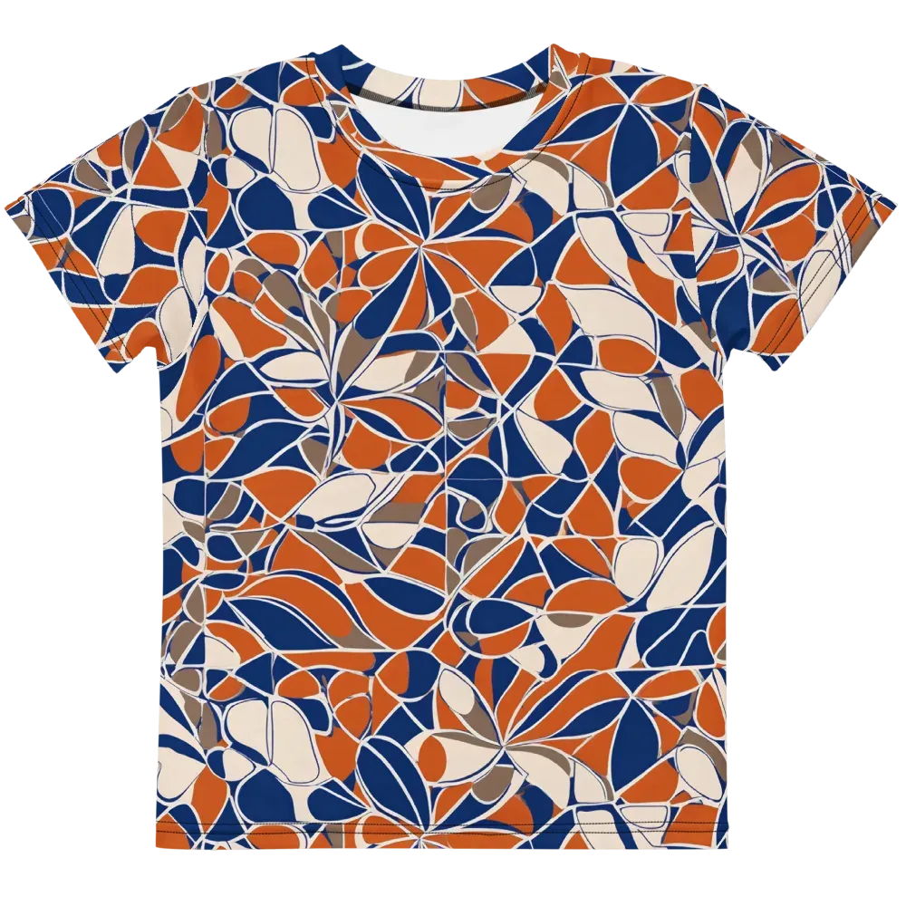 Cobalt Citrus Bloom on Kids Crew Neck T-Shirt — Front