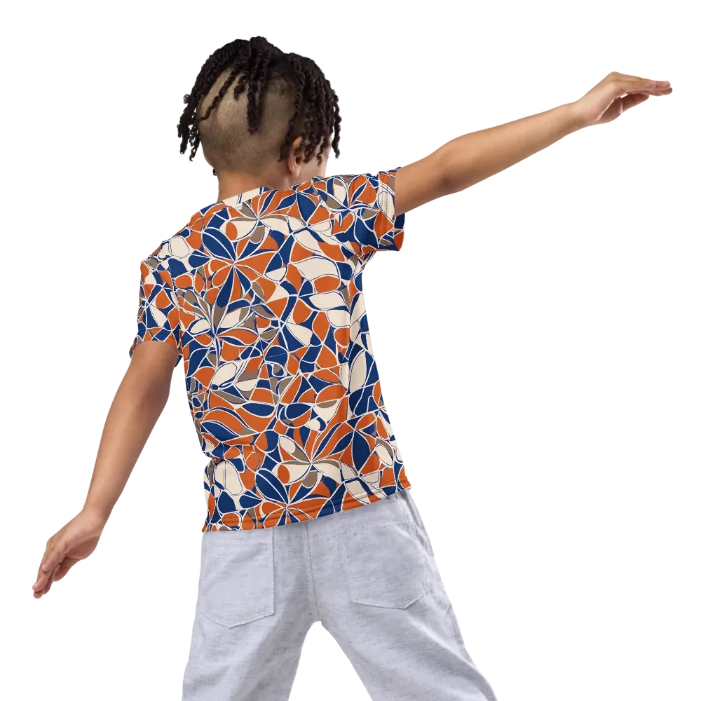 Cobalt Citrus Bloom on Kids Crew Neck T-Shirt — Back