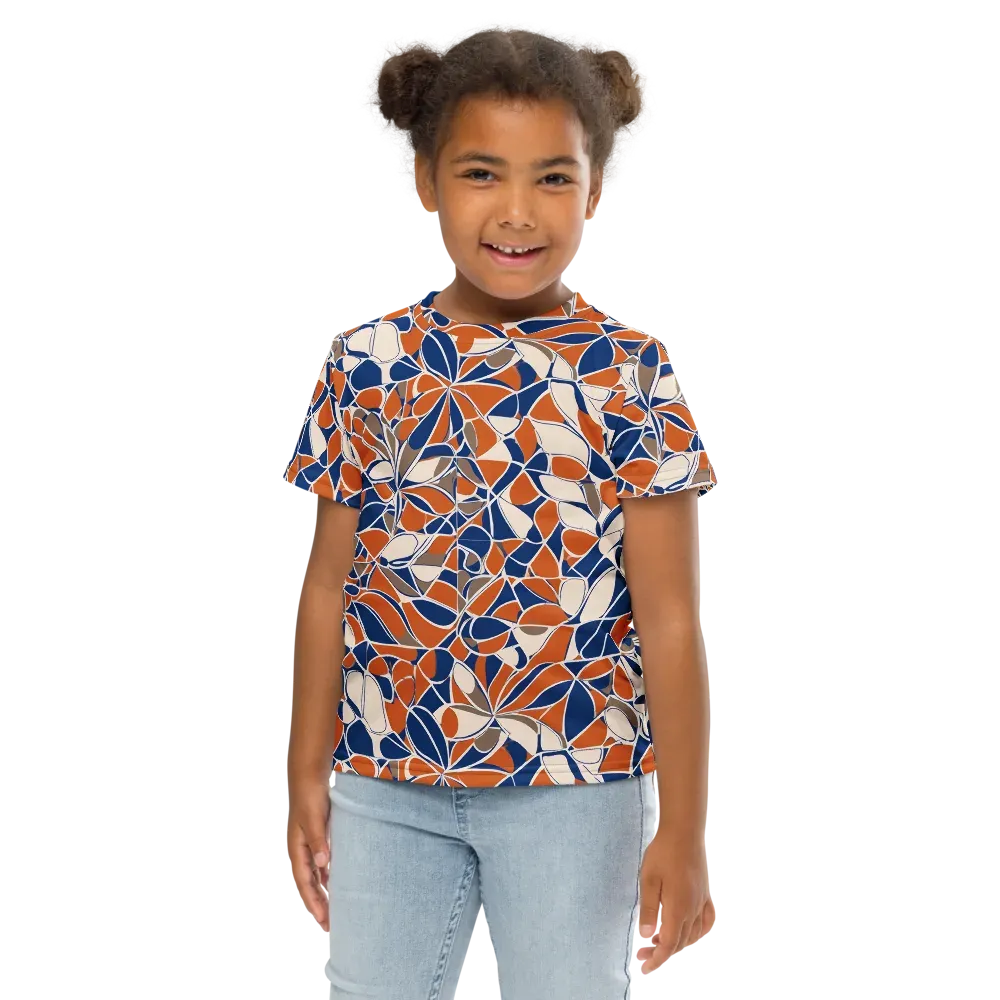 Cobalt Citrus Bloom on Kids Crew Neck T-Shirt — Front