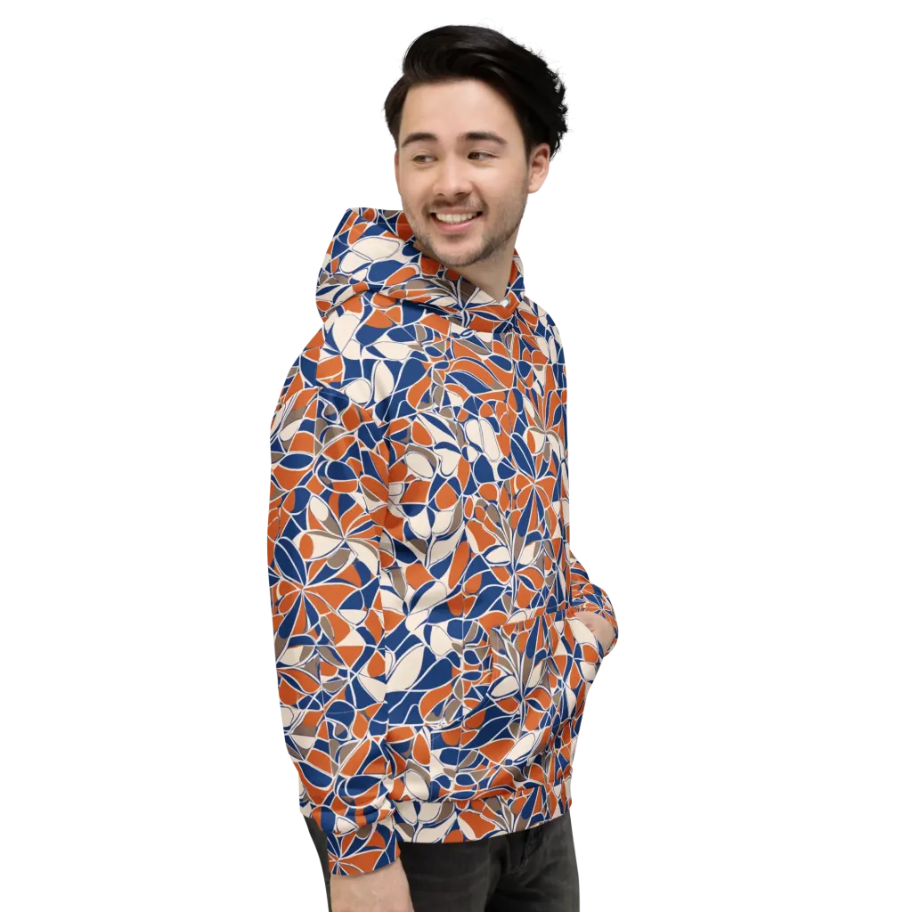 Cobalt Citrus Bloom on Hoodie — Right