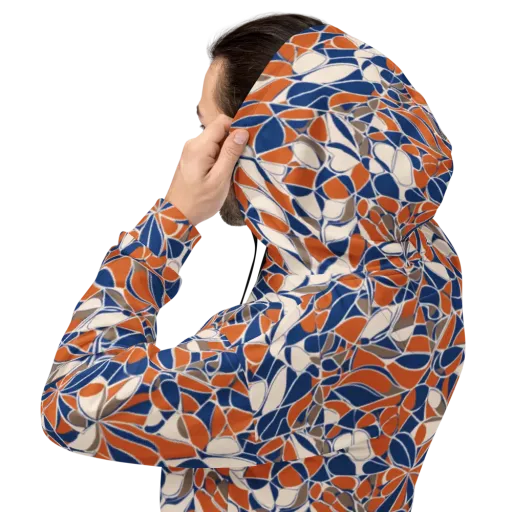 Cobalt Citrus Bloom on a Hoodie