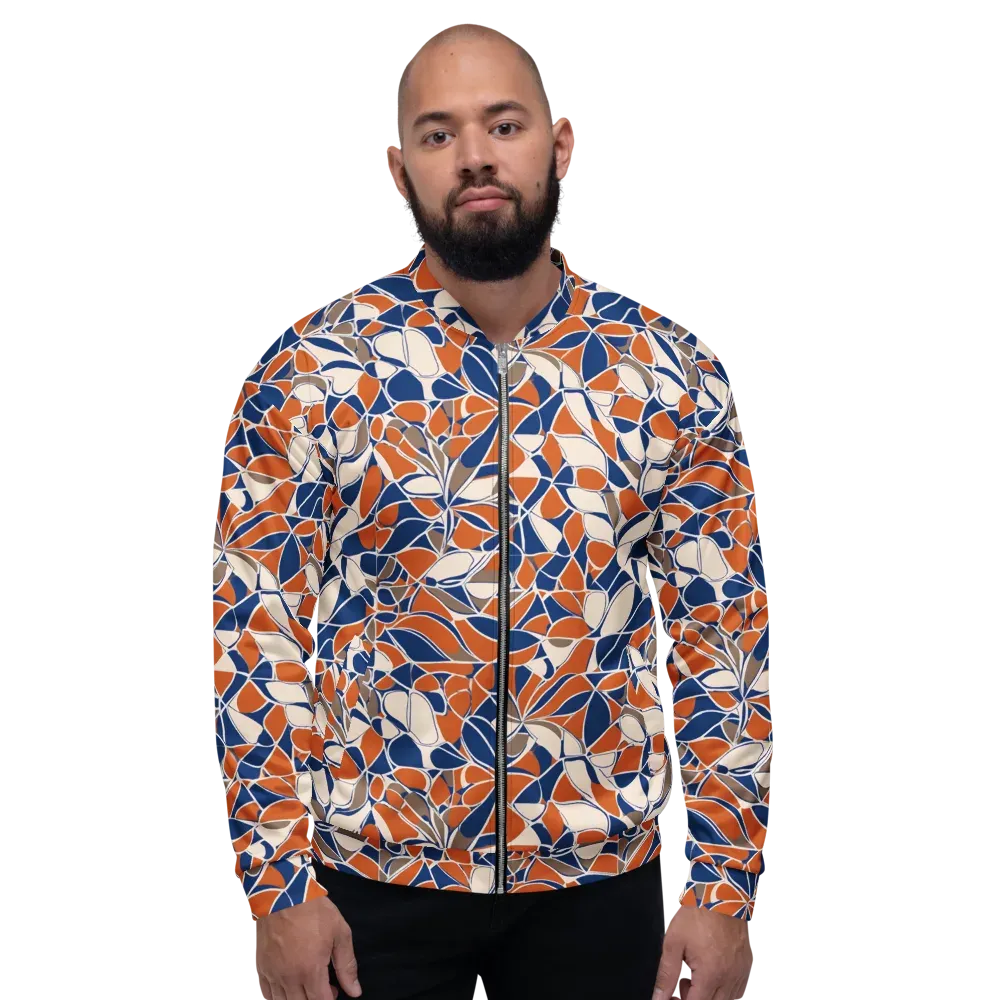 Cobalt Citrus Bloom on Bomber Jacket — Front