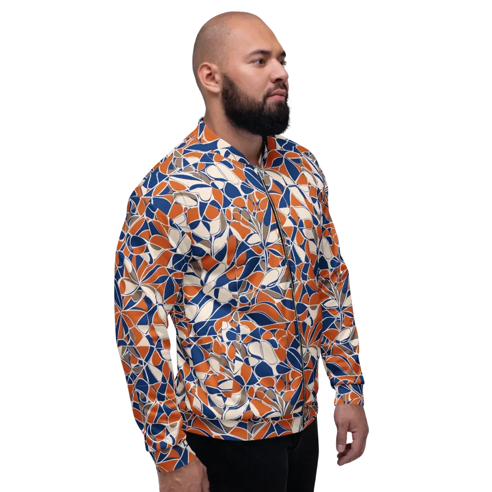 Cobalt Citrus Bloom on Bomber Jacket — Right