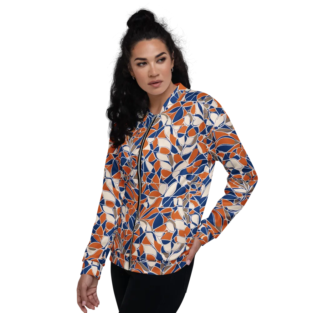 Cobalt Citrus Bloom on Bomber Jacket — Left