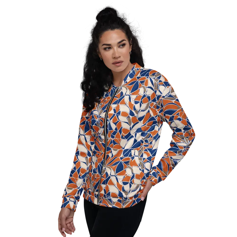 Cobalt Citrus Bloom on Bomber Jacket — Left