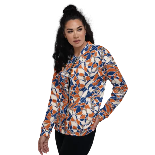 Cobalt Citrus Bloom on a Bomber Jacket