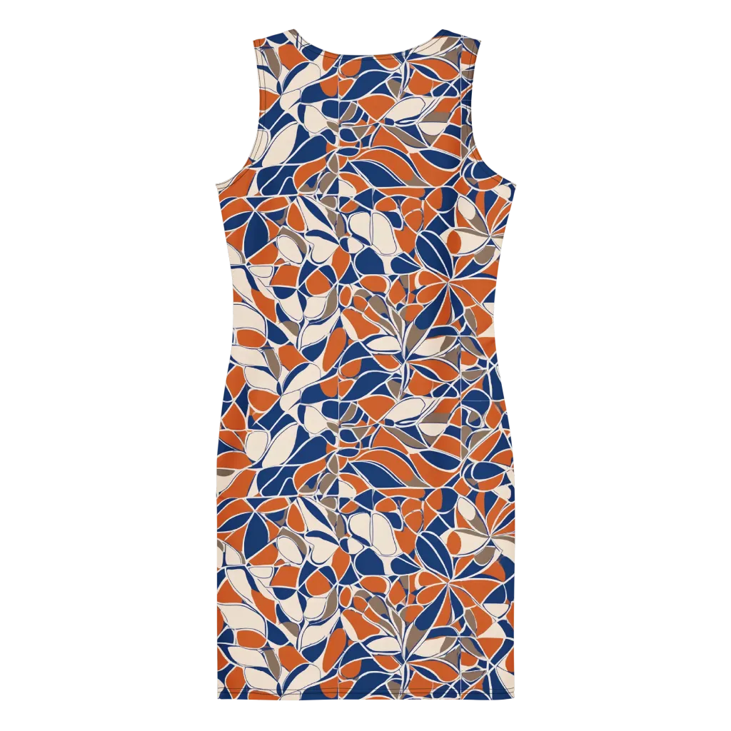Cobalt Citrus Bloom on Bodycon Dress — Back