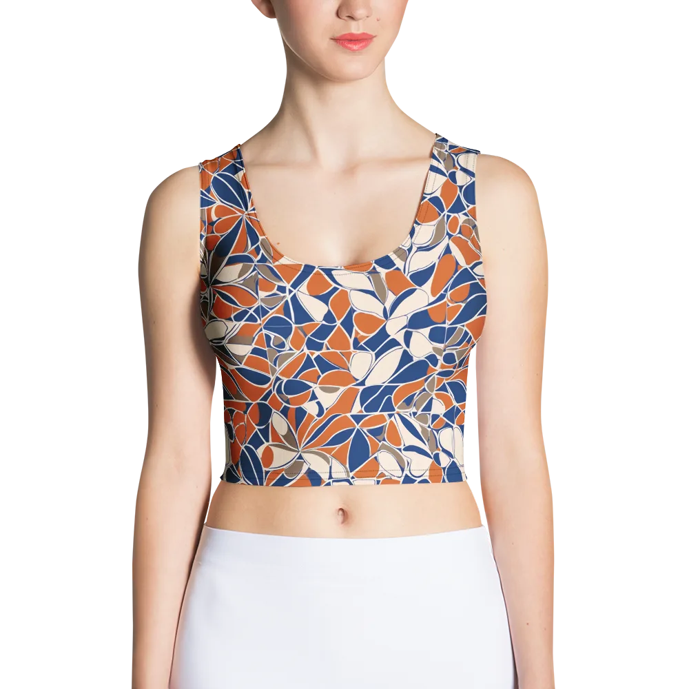 Cobalt Citrus Bloom on Crop Top — Front