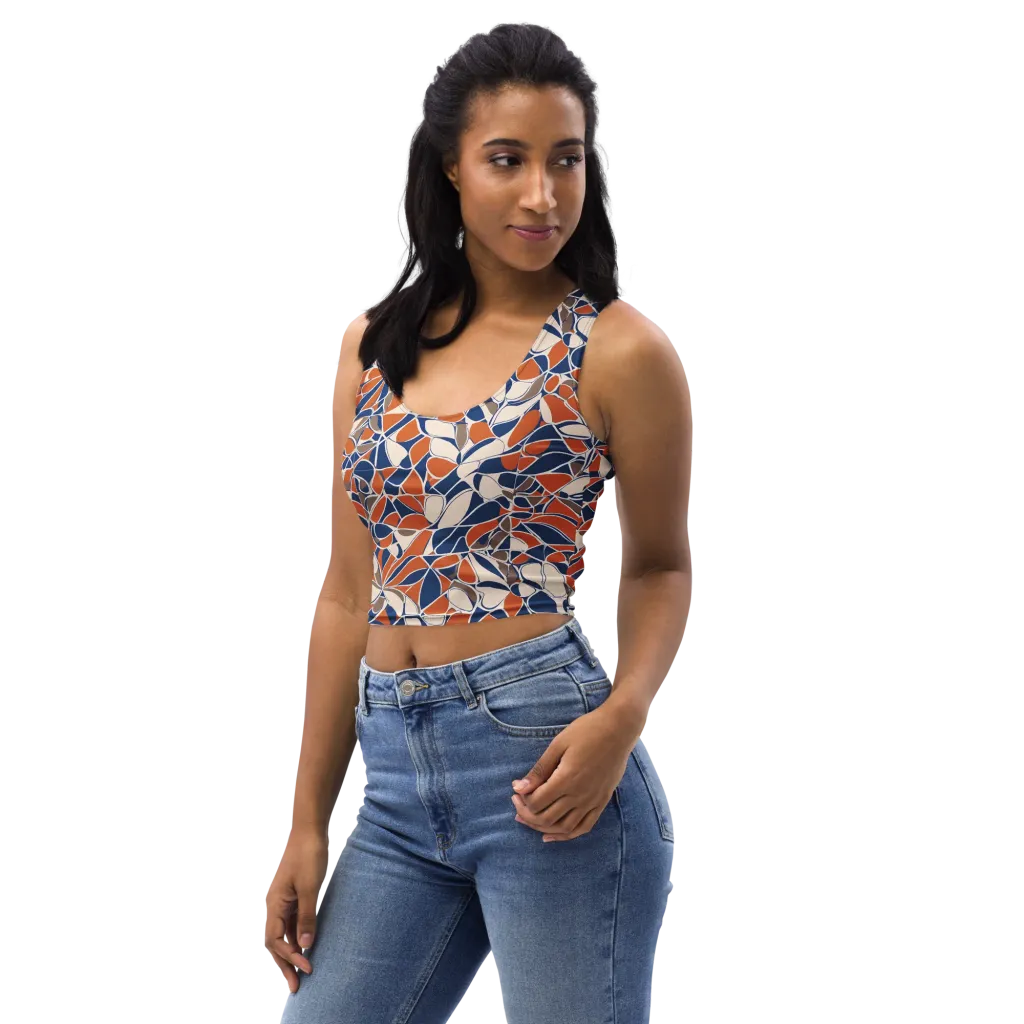 Cobalt Citrus Bloom on Crop Top — Left Front