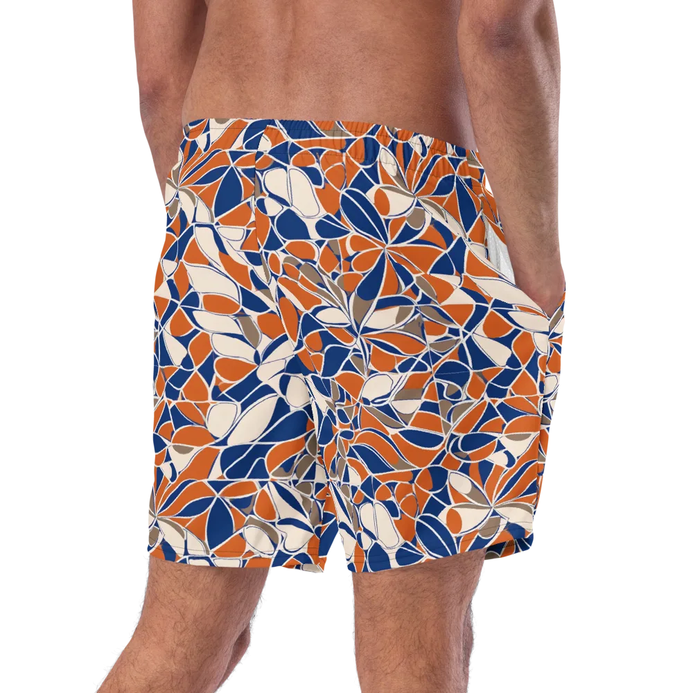 Cobalt Citrus Bloom on Swim Trunks — Right Back