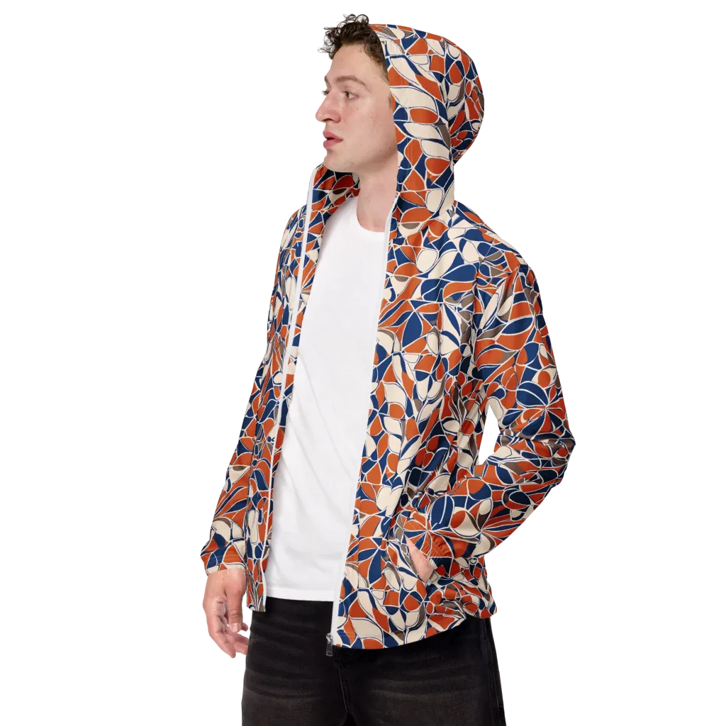 Cobalt Citrus Bloom on Men's Windbreaker — Left Front
