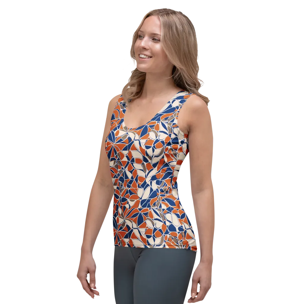 Cobalt Citrus Bloom on Women's Tank Top — Left Front