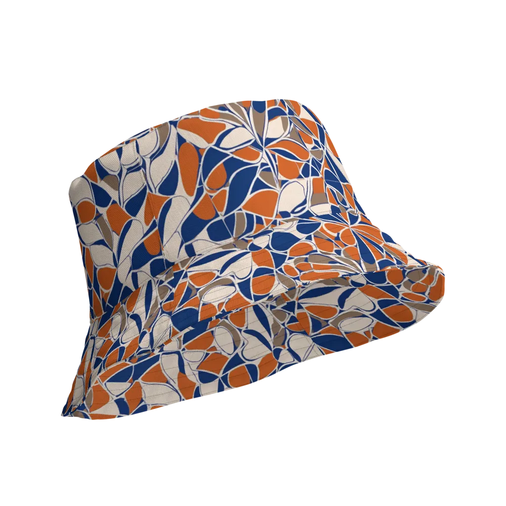 Cobalt Citrus Bloom on Reversible Bucket Hat — Product details Outside
